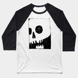 Hand-drawn comics inspired black skull Baseball T-Shirt